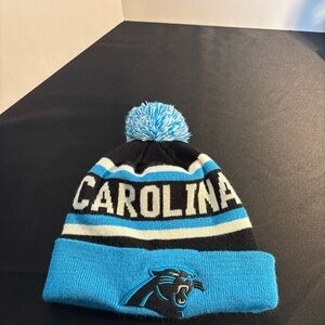 Carolina Panthers Kids Pom Beanie Hat - Blue & Black